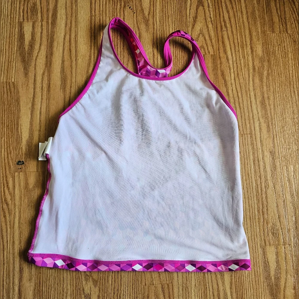 Speedo Girls’ Athletic Swim Tank Top Size 16‎ Pink Geometric Print